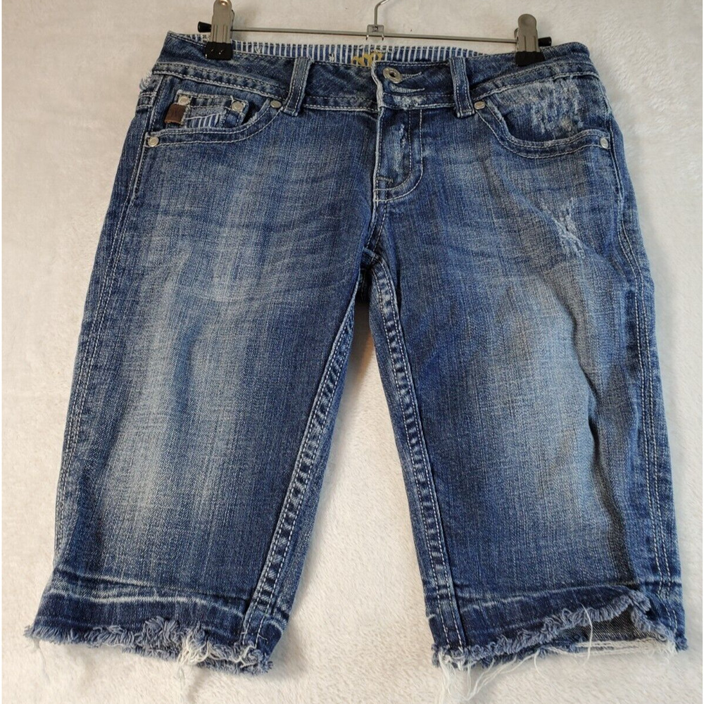 Miss Me Bermuda Shorts Womens Size 26 Blue‎ Denim Cotton Pockets Belt Loops